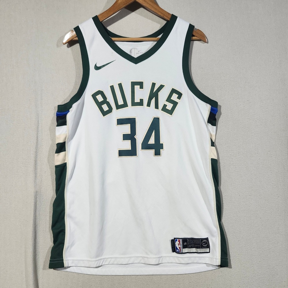 Nike NBA Milwaukee Bucks Giannis Antetokounmpo 34 Jersey White Large 48 MVP